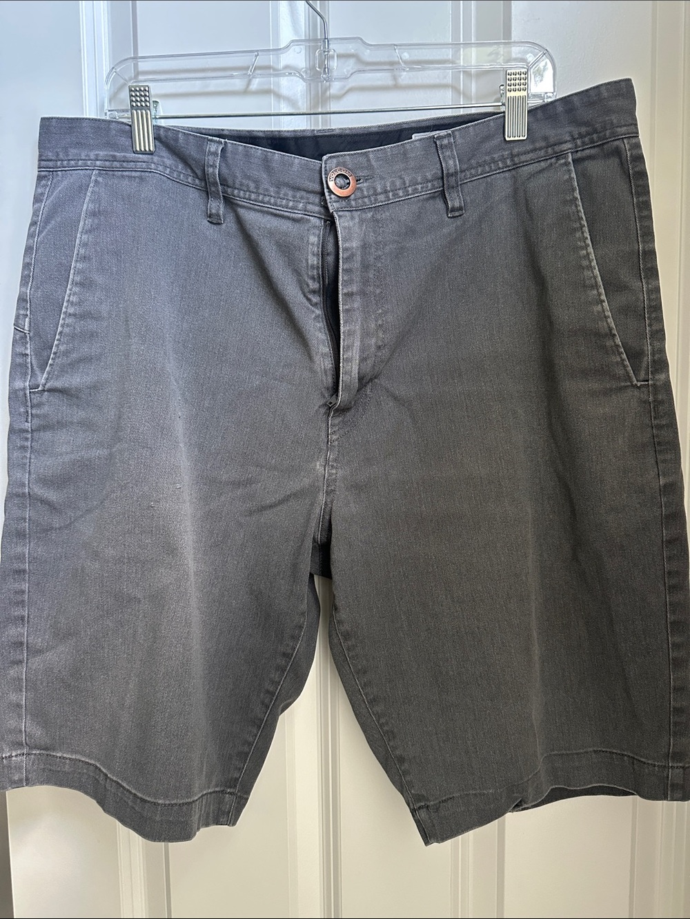 Volcom Men's Charcoal Grey Flat-Front Shorts